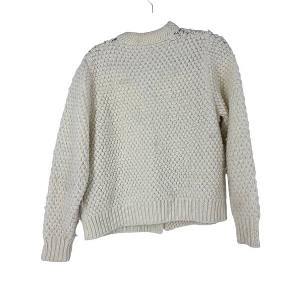 La Vie Rebecca Taylor Popcorn Pointelle Cardigan Sweater in Cream - Picture 4 of 4